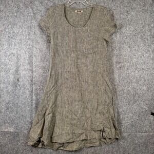 Flax Linen Lagenlook Shift Dress Womens P/ XS Lagom Sustainable Earthy Granola